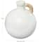 11" White Ceramic Jug Inspired Vase with Rattan Wrapped Handle